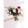 unstructured bouquet with Hints of red velvet roses